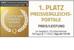 PREISVERGLEICH.de gewinnt den Deutschen Kunden-Award 2022/23