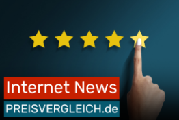 Finger zeigt auf 5 Sterne
